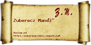 Zuberecz Manó névjegykártya